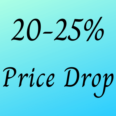 20-25% Price Drop on a gradient blue background