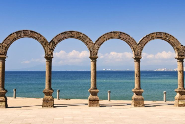 stone arches along the beach